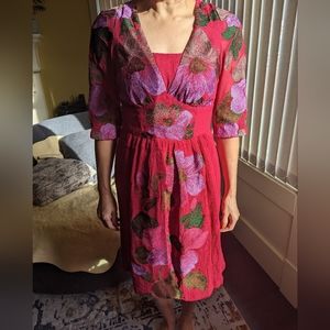 Etcetera floral pink silk dress